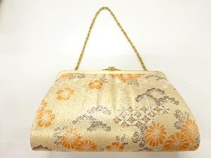 リサイクル　松に菊模様織出し和装バッグ
